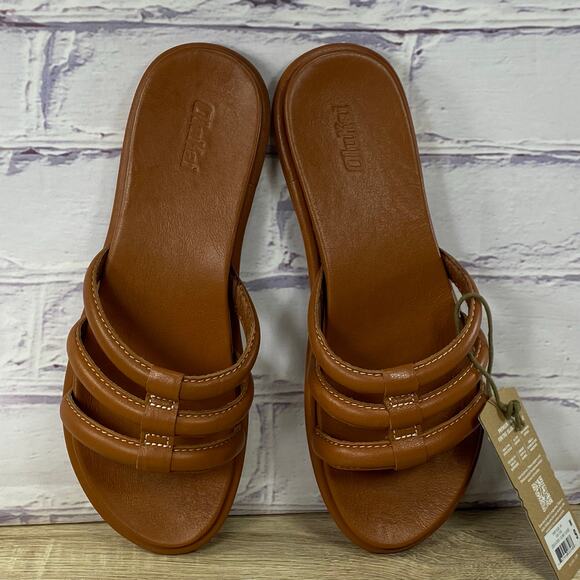 Olukai Tiare Slide Fox Brown Leather Sandals Women's Size 9 NEW - Picture 5 of 8